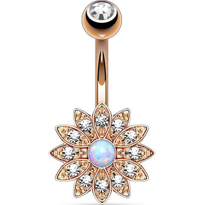 Bauchnabelpiercing Blume Zirkonia Opal