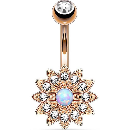 Bauchnabelpiercing Blume Zirkonia Opal