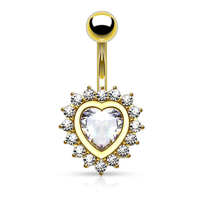 Belly Button Piercing Heart Zirconia