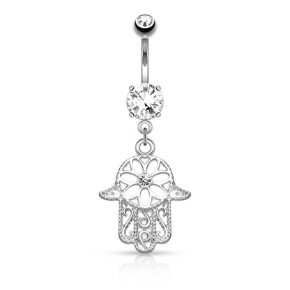 Belly Button Piercing Hamsa dangle Zirconia