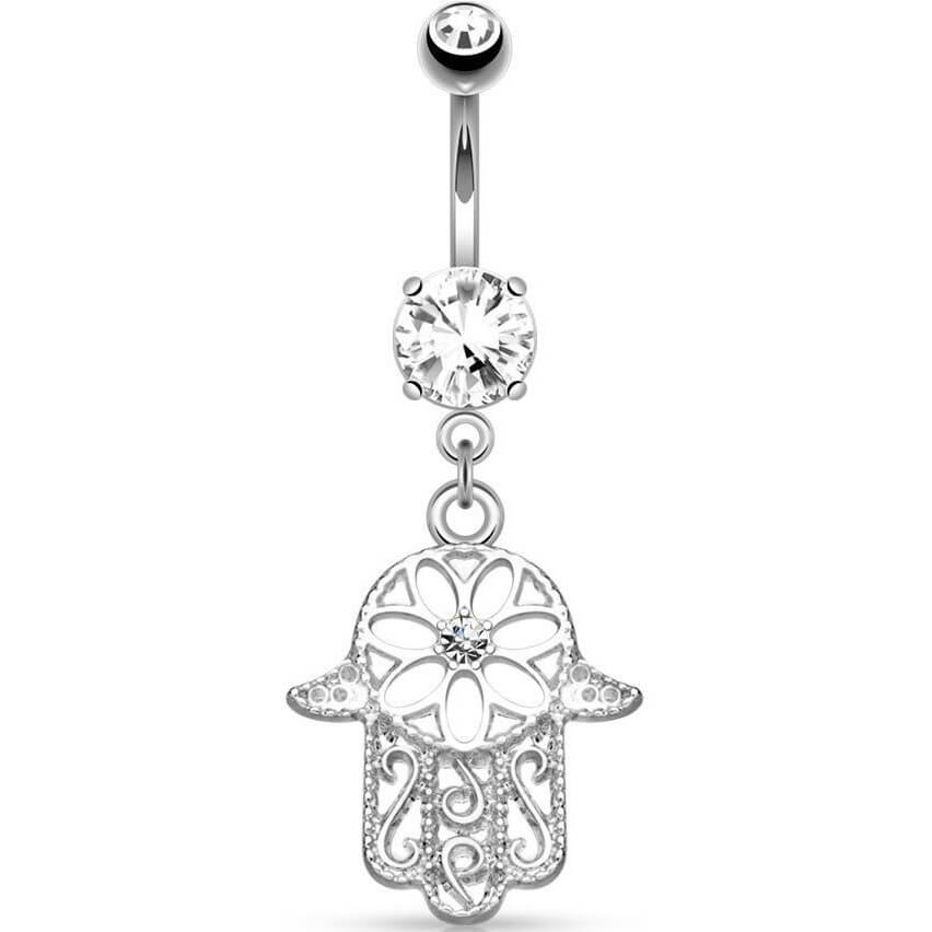 Bauchnabelpiercing Hamsa beweglich Zirkonia