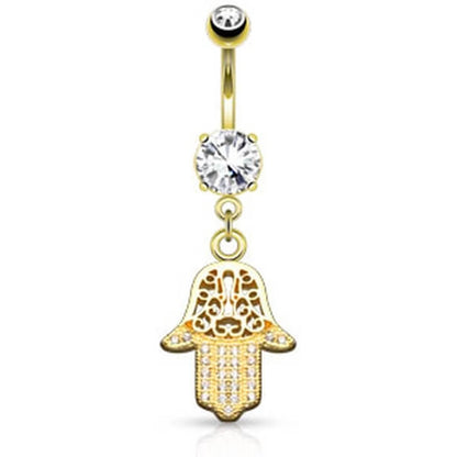 Belly Button Piercing Hamsa dangle Zirconia