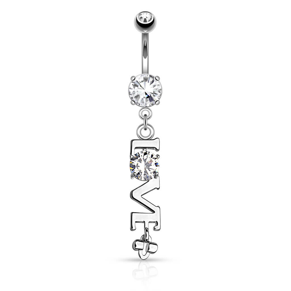 Belly Button Piercing LOVE dangle Zirconia