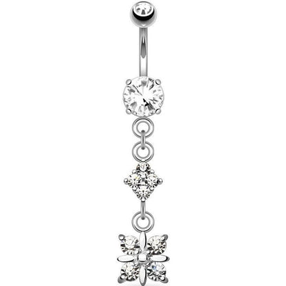 Belly Button Piercing Square 4 Zirconia dangle