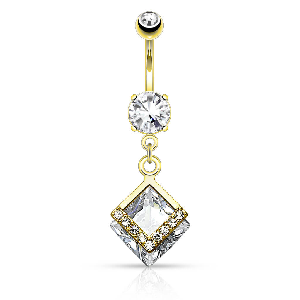 Belly Button Piercing Square dangle Zirconia