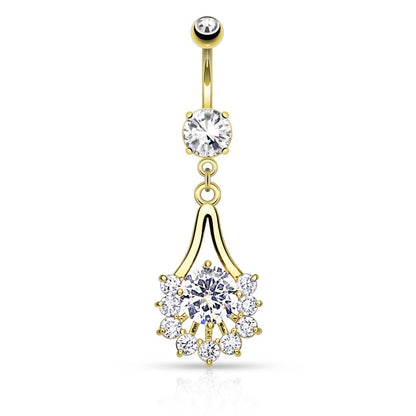 Belly Button Piercing Flower dangle Zirconia