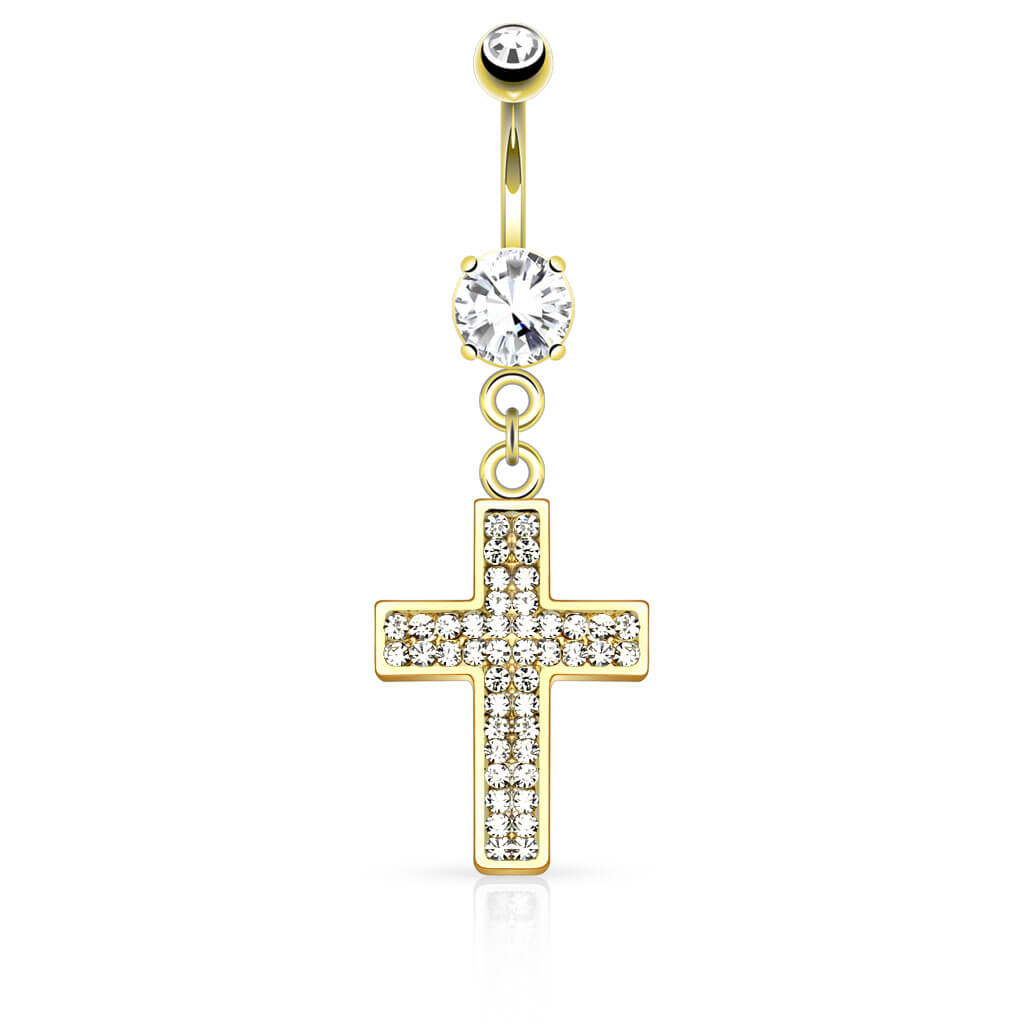 Belly Button Piercing Cross dangle Zirconia