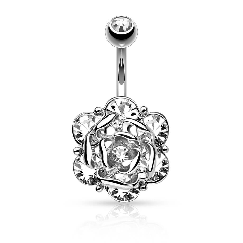 Belly Button Piercing Rose Zirconia