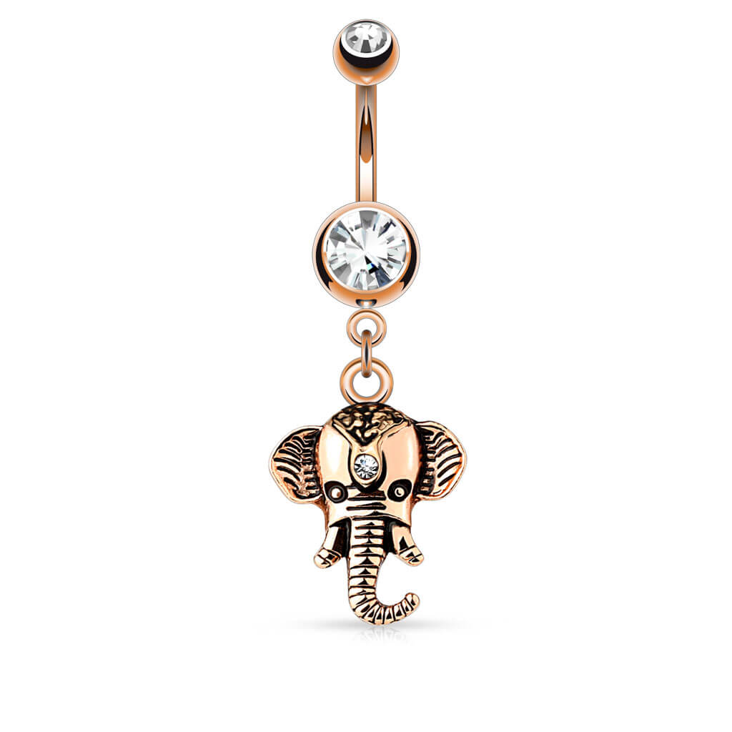 Piercing Nombril Pendentif Élephant Zircone