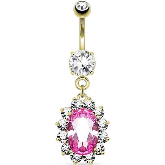 Piercing Nombril Pendentif Fleur Zircone