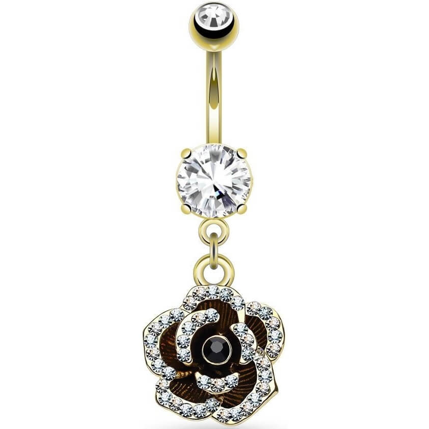 Bauchnabelpiercing Rose beweglich Zirkonia