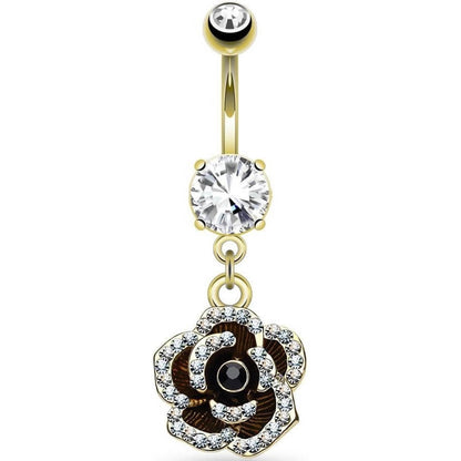 Belly Button Piercing Rose dangle Zirconia