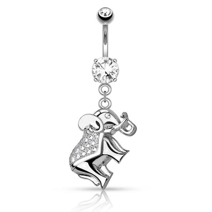 Piercing Ombelico Pendente Elefante con zirconi