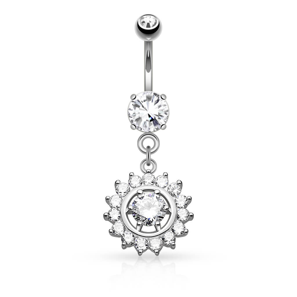 Belly Button Piercing Sun dangle Zirconia