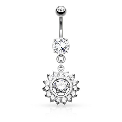 Piercing Nombril Pendentif Soleil Zircone