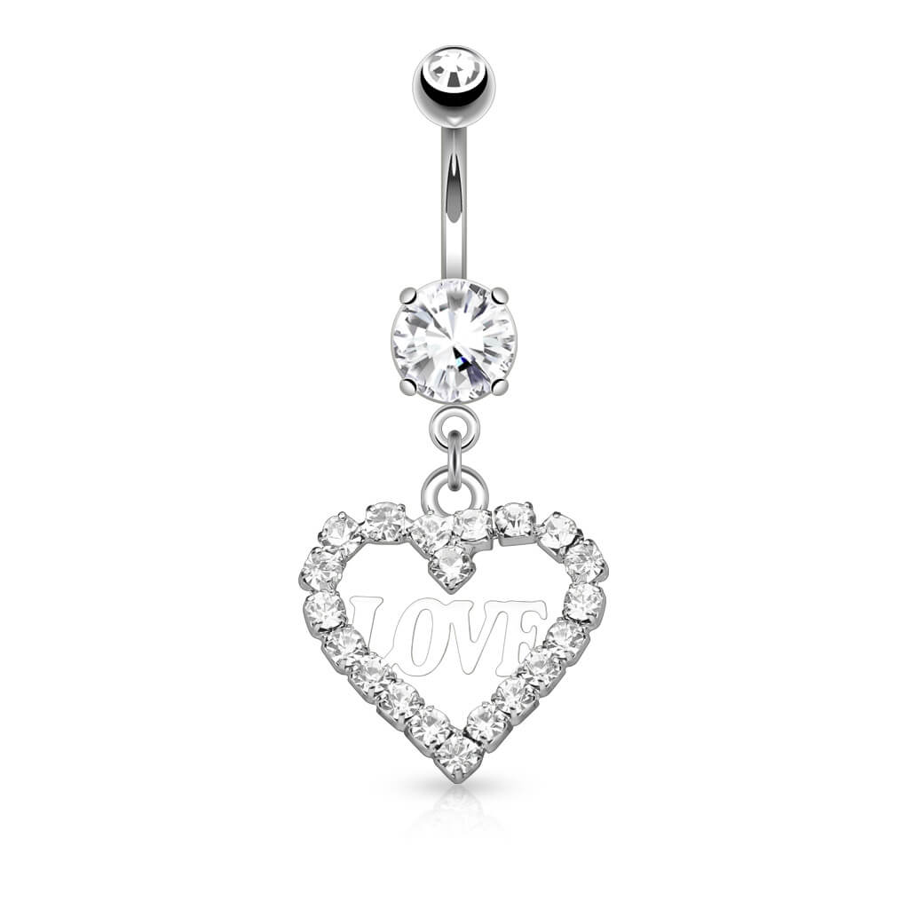 Piercing Ombelico Cuore di zirconi pendente