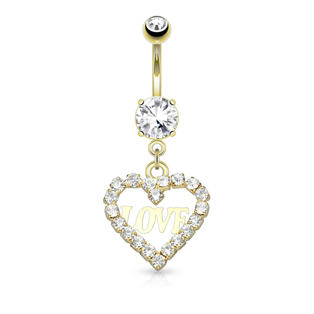 Piercing Ombelico Cuore di zirconi pendente