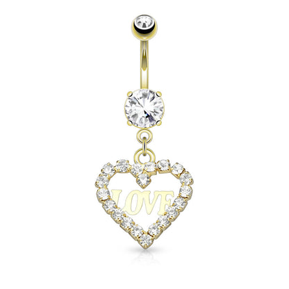 Piercing Ombelico Cuore di zirconi pendente