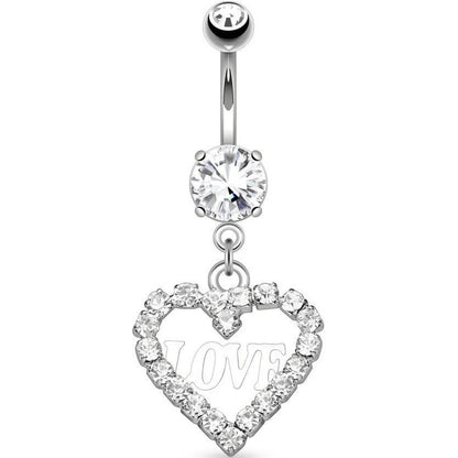 Belly Button Piercing Heart dangle Zirconia