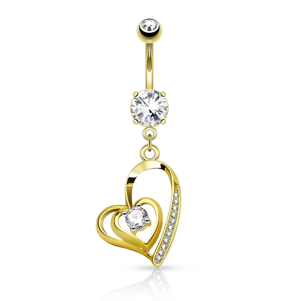 Belly Button Piercing Heart dangle Zirconia