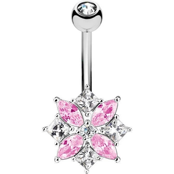 Piercing Nombril Fleur Zircone Argent