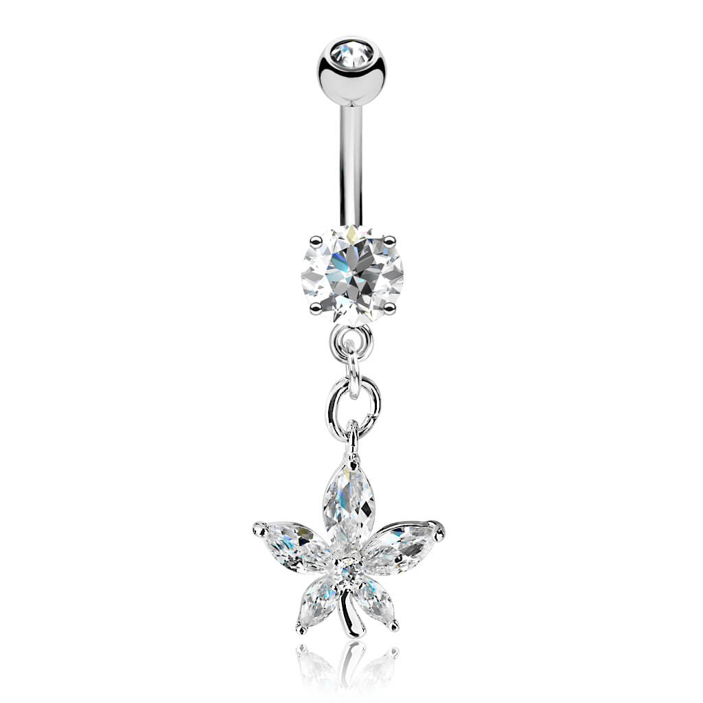 Piercing Nombril Pendentif Fleur Zircone