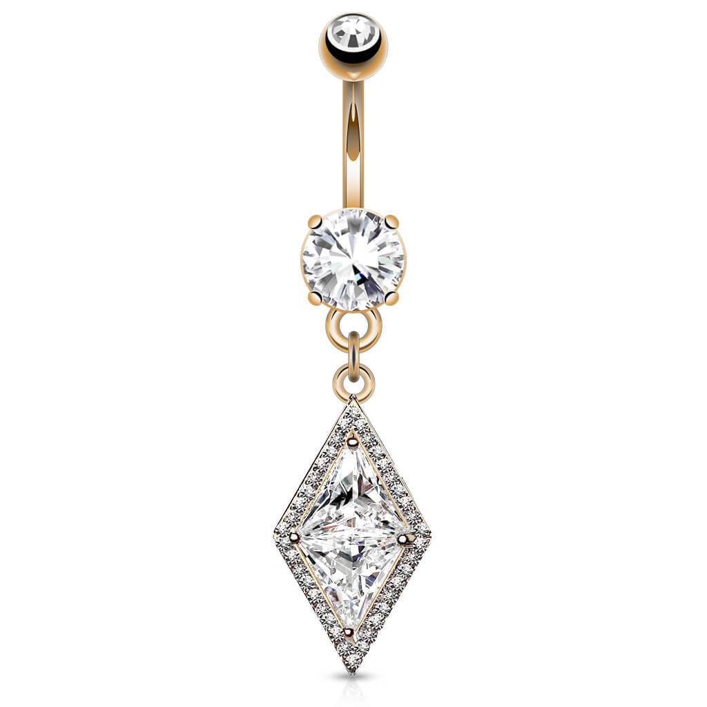 Belly Button Piercing Diamond shape dangle Zirconia