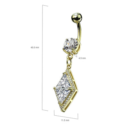 Piercing Nombril Pendentif Losange Zircone