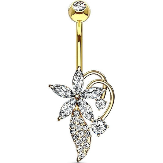 Belly Button Piercing Flower Zirconia