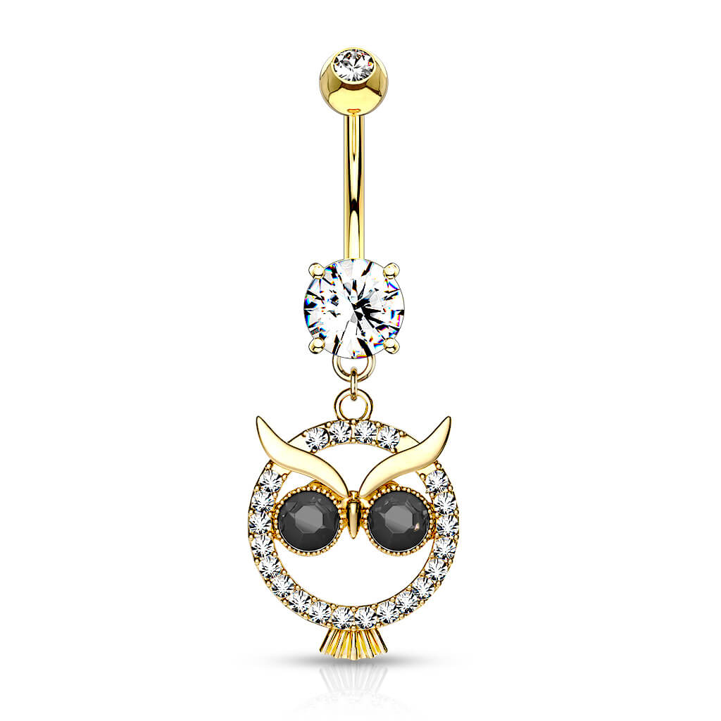 Piercing Nombril Pendentif Hibou Zircone