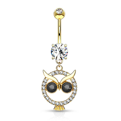 Piercing Nombril Pendentif Hibou Zircone