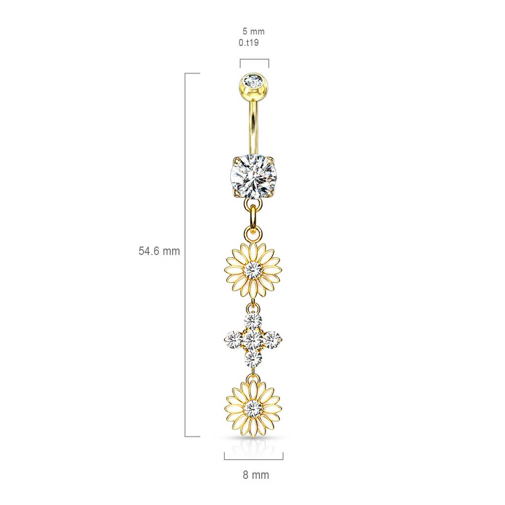 Piercing Nombril Pendentif Fleur Zircone