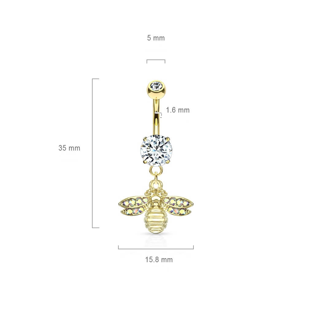 Belly Button Piercing Bee dangle Zirconia