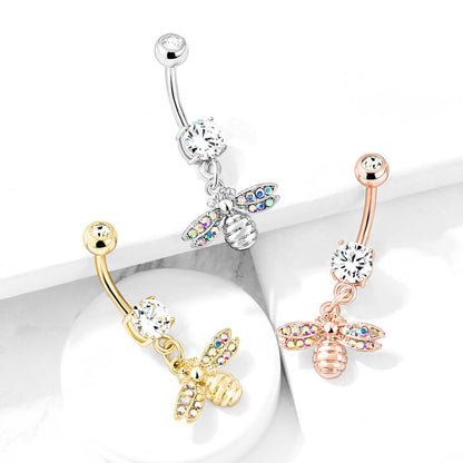 Belly Button Piercing Bee dangle Zirconia