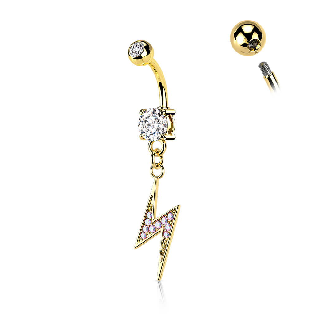 Piercing Nombril Pendentif Éclair Zircone Cubique