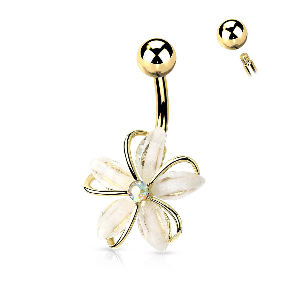 Bauchnabelpiercing Blume Zirkonia