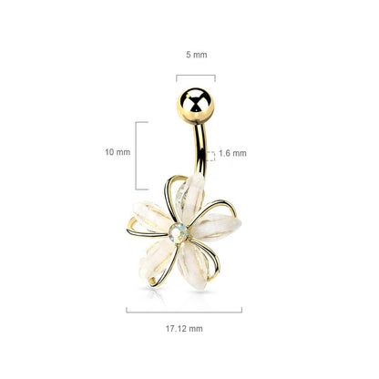 Bauchnabelpiercing Blume Zirkonia