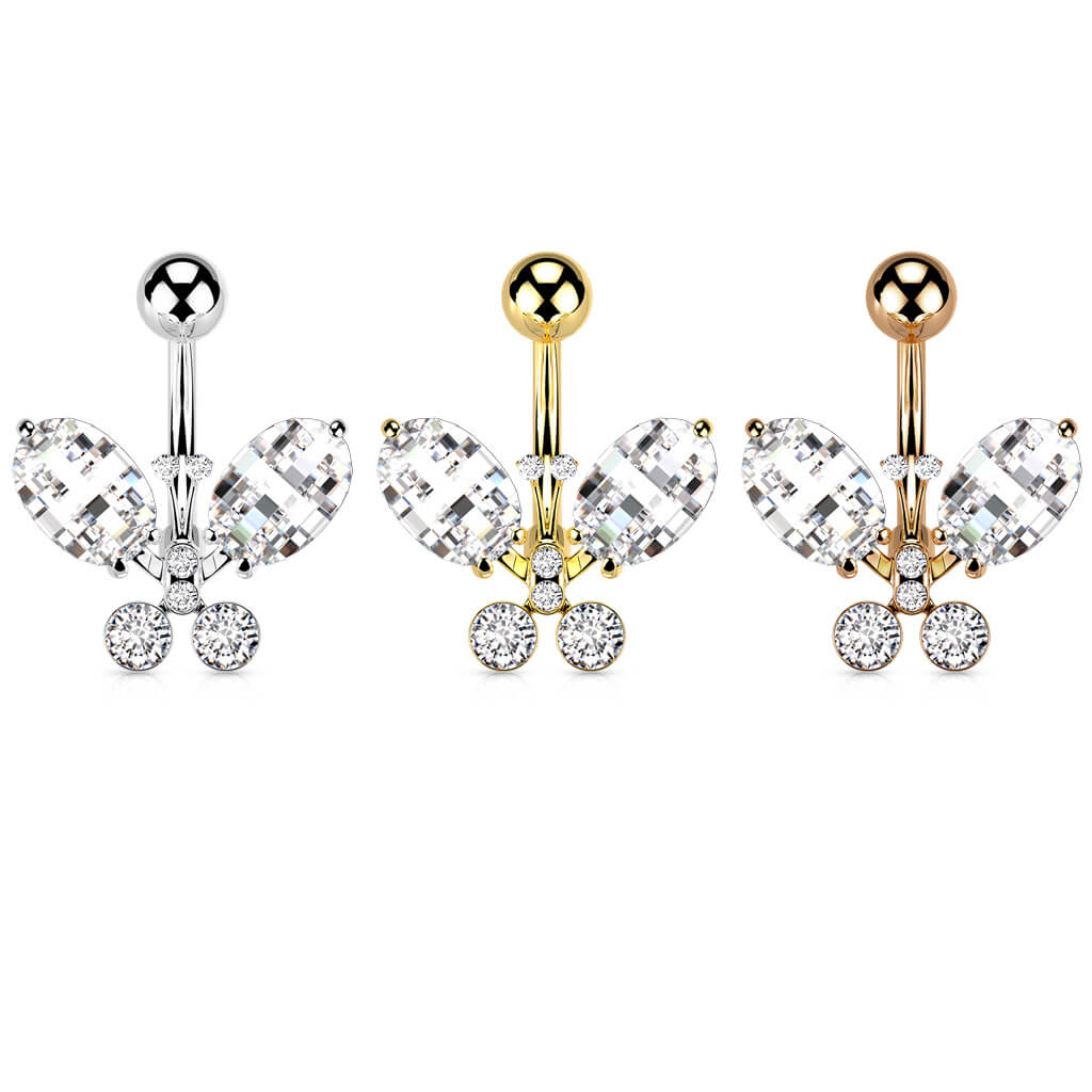 Belly Button Piercing Butterfly Zirconia