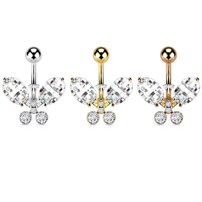 Belly Button Piercing Butterfly Zirconia