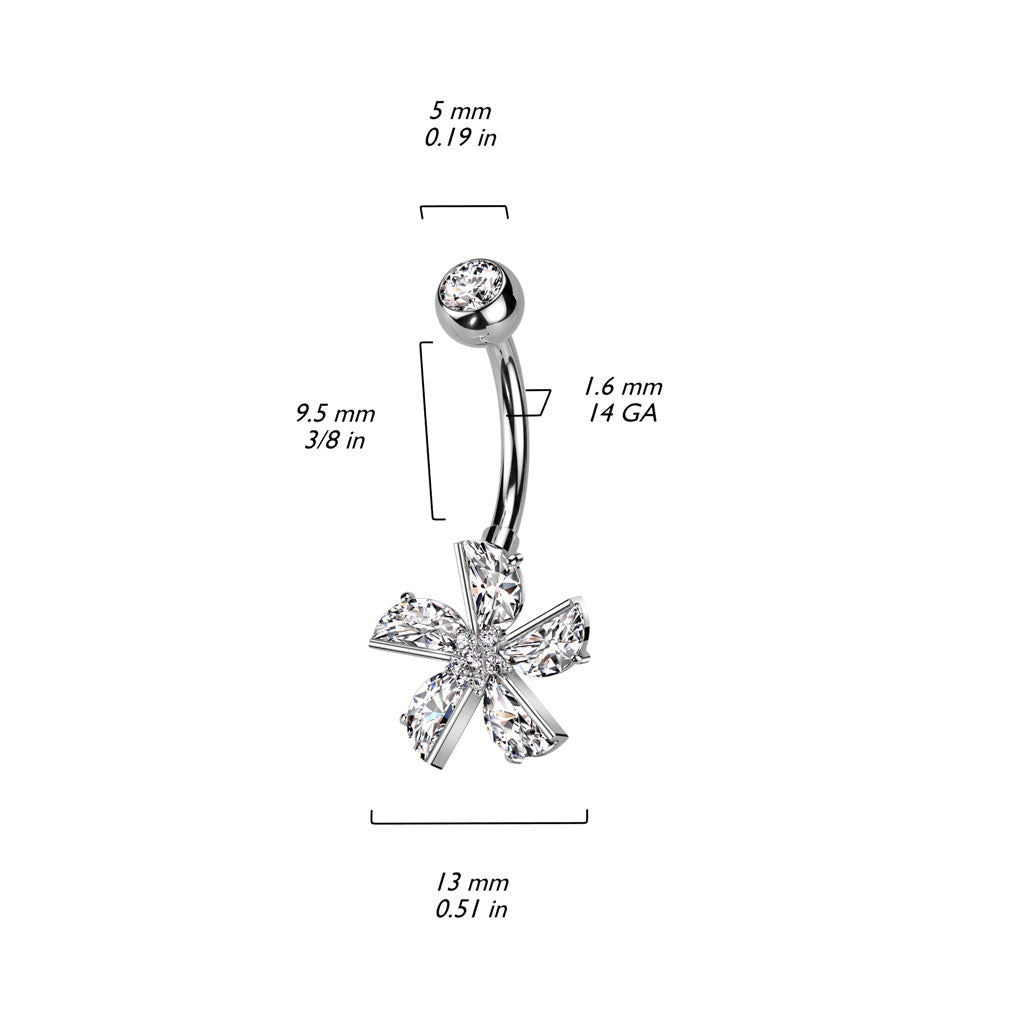 Bauchnabelpiercing Blume Zirkonia