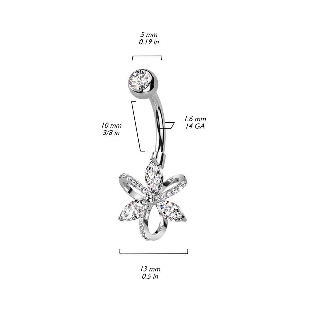 Piercing Nombril Fleur Zircone