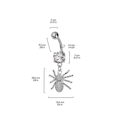 Belly Button Piercing Spider dangle Zirconia