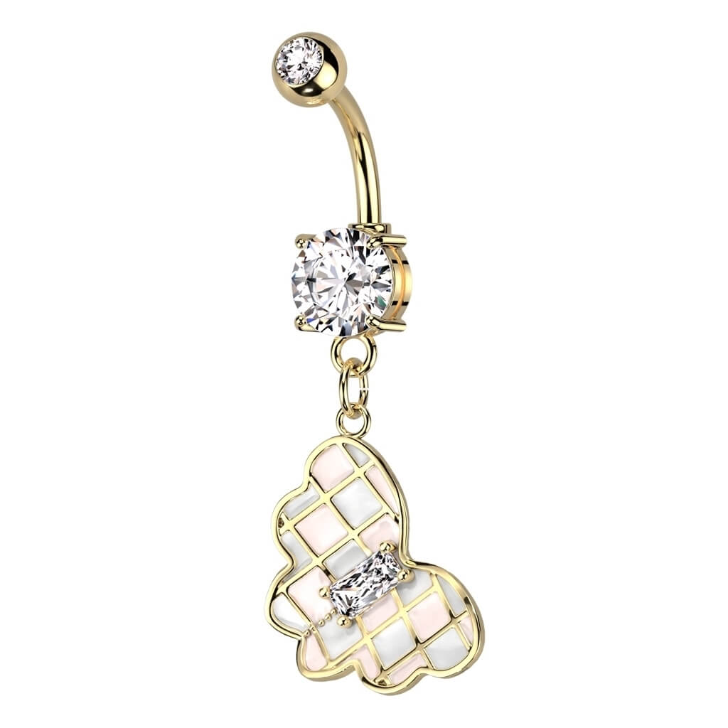 Piercing Nombril Pendentif Papillon Zircone