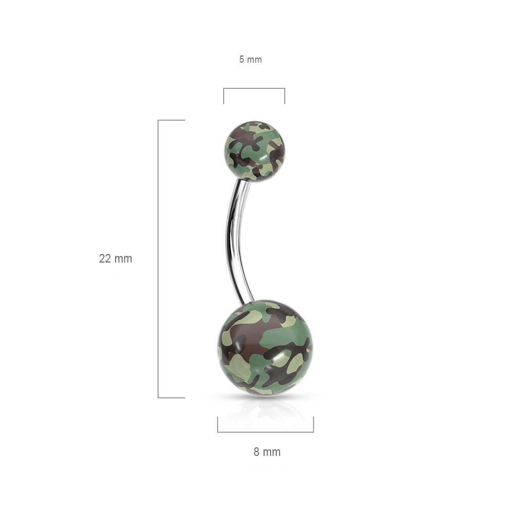 Bauchnabelpiercing Camouflage Acryl