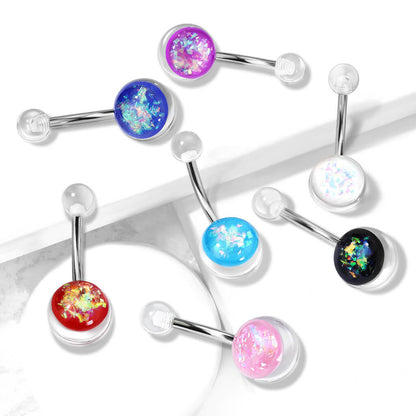 Belly Button Piercing Opal Silver