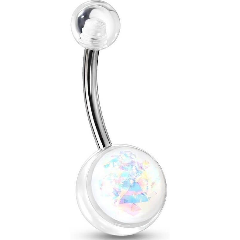 Belly Button Piercing Opal Silver