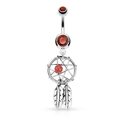 Belly Button Piercing Dream Catcher Silver