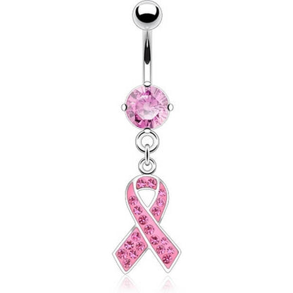 Belly Button Piercing Breast cancer Loop dangle Zirconia