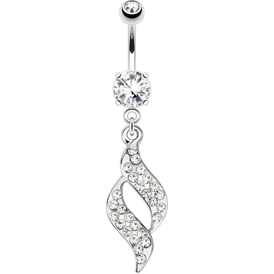 Piercing Nombril Pendentif Vapeur Zircone Argent