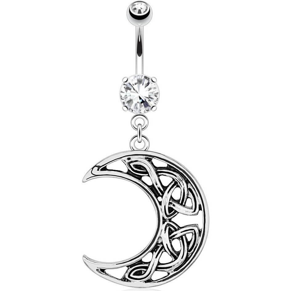 Bauchnabelpiercing Mond beweglich Zirkonia Silber